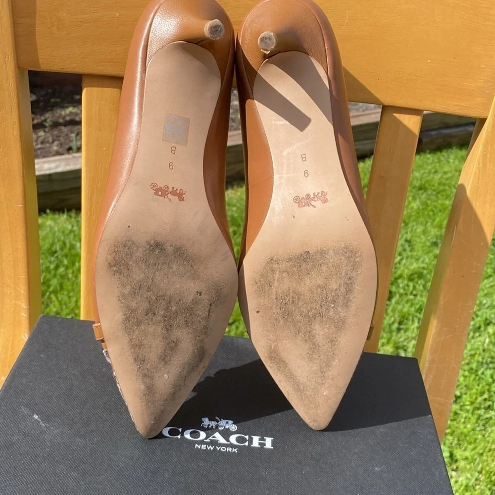 Coach Women’s Lauri Silky Nap/Lux Snake Saddle/Natural Heels Size 9M - Picture 7 of 8